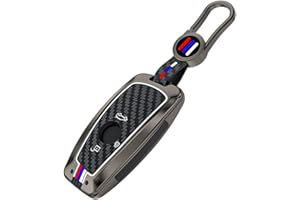 OTMIK Custodie per chiavi in silicone in fibra di carbonio in lega di zinco adatte per accessori portachiavi serie bmw F20 F30 G20 f31 F34 F10 G30 F11 X3 F25 X4 I3 M3 M4 1 3 5 (3 pulsanti opachi)