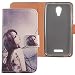 Produktbild Lankashi PU Flip Leder Tasche Hülle Case Cover Schutz Handy Etui Skin Für Wiko Tommy 2 5" (Wolf girl Design)