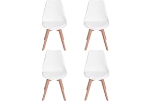 ‎H.J WEDOO H.J WeDoo 2 x Scandinavian Dining Room Chairs, Upholstered with Leaf Design, for Kitchen, Linen, Wood, Grey