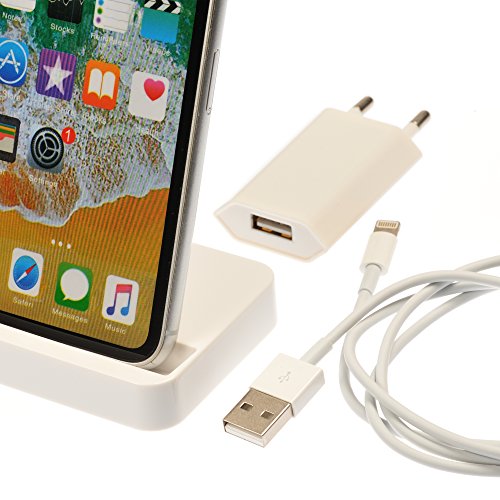 Original iProtect® Super 3 in 1 Set weiß Dockingstation Ladestation und USB Datenkabel Ladekabel und Netzteil Adapter für Apple iPhone 5 5s 5c, iPod Touch 5G, iPod Nano 7G - 2