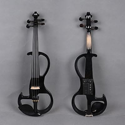 Yinfente Violon électrique 4/4 en bois massif silencieux avec étui pour violon Noir