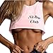 Produktbild MRULIC Damen No Bra Club Brief Print Weste Kurze Tank Tops BH Bluse(Rosa,EU-36/CN-M)