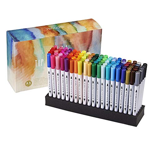 100 Farben Wasserfarben Stifte mit zwei Spitzen, Pinselstift Set Fasermaler , Aquarellstifte Auf Wasserbasis Graffiti Pens GC-100W