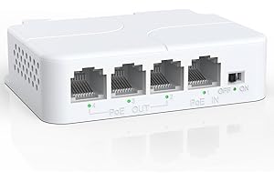 YuanLey 4 Port PoE Extender with 3 PoE Out, IEEE 802.3af/at Mini 4 Channel PoE Repeater 100Mbps, Wall and Din Rail Mount Passthrough POE Amplifier/Booster, Plug and Play