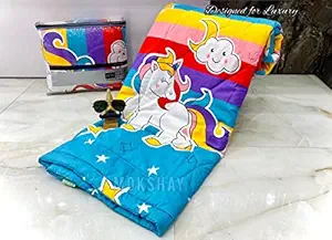 GOLDZEN Premium Reversible Super Soft Cotton Unicorn Print AC Comforter / Blanket / Duvet for Kids (Single Bed ( 60x100 ))