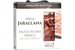 Finca Jarallana - Paleta de Cebo Ibérico Loncheado - 10 Unidades de 70 gr - Estuche con Paleta Deshuesada de Raza Ibérica 50%