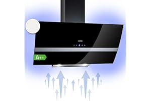 Klarstein Clara Angled Cappa Aspirante 90 cm, Cappa Cucina con Aspirazione Smart, Con Filtro per Cappa in Alluminio, Flusso d'Aria 509m³/h, Illuminazione LED RGB, Cappa Sottopensile Esterno Classe A