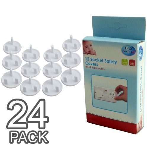 New Baby Child Proof Safety Round Socket Covers / Protector - It Fits All 3 Pin Sockets (24 Pack)