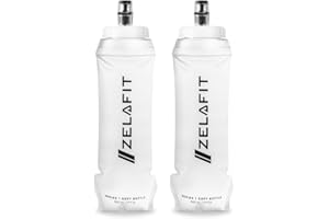 ZelaFit® 2 x Running Water Bottle 500ml - Collapsible Water Bottle, Perfect Running Accessories - Hydration Vest Compatible Leakproof Soft Flask - Easy-Fill and Lightweight