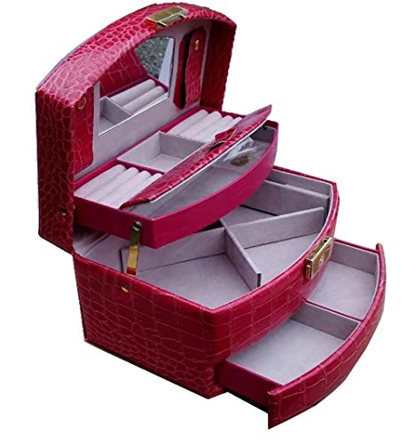 Feibrand Kunstleder Schmuck Box Rose Rot - 2