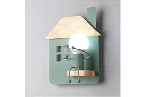 DIANBO LIGHTING Applique da parete Cameretta dei Bambini, Humanoid Creativo Lampada da parete Portalampada E27 Moderna Arte Illuminazione Decorative per Ragazzo e Ragazza Camera da Letto Corridoio Scala,Verde
