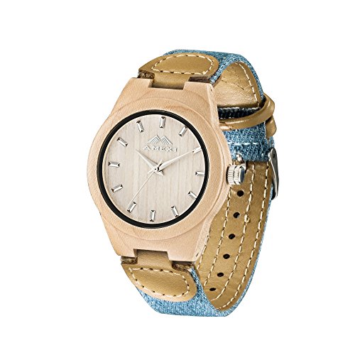 AMEXI Unisex Analog hlzerne Uhren fr Frauen und Mnner mit Stoff und Lederband Quarz Uhren Sport AMEXI Unisex Analog hlzerne Uhren fr Frauen und Mnner mit Stoff und Lederband Quarz Uhren Sport