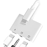 Lightning to 3.5mm Auxiliary Audio Jack Adapter and Extender Charger Dongle Headphone Splitter Headphone Compatible with iPho