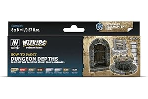 Acrylicos Vallejo WizKids Dungeon Depths 214959 80251 - Set di colori, 8 x 8 ml