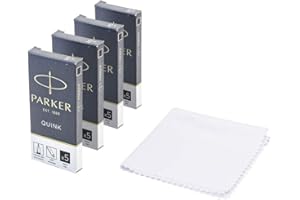 Stylo plume Parker Quink Recharges, Long, Lot de 20 cartouches Noir