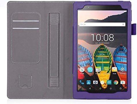 UTRO Lenovo P8 8.0 Case / Lenovo Tab3 8 Plus Case - Protective PU Leather Folio Stand Cover Case with Hand Strap and Card Slots for Lenovo P8 8.0" and Lenovo Tab3 8 Plus TB-8703 Tablet (Purple)