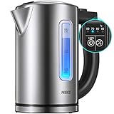 ✅ Hervidor de Agua Eléctrico con Ajustes de Temperatura ▶ Esta hervidores de agua electrico tiene 5 configuraciones de temperatura preestablecidas para satisfacer sus deseos variables de té verde (70℃), té blanco (80 ℃) y té Oolong (90 ℃) para café de prensa francés (90 ℃) y adultos / leche de bebé (50 ℃). El sistema de control de temperatura preciso hace que la hervidor no solo sea una caldera de agua, sino también un proveedor de bebidas inteligentes.