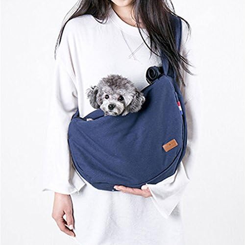 Harra Dog Cat Pet Sling Carrier Bag, Portable Outdoor Slings Carriers Reversible Shoulder Bag (L, Navy)