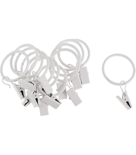 40 Anneaux Rideau Avec Clips Dorés AMZSEVEN - Pour Tringle Jusqu'à 2.5cm - Décoration Fenêtre