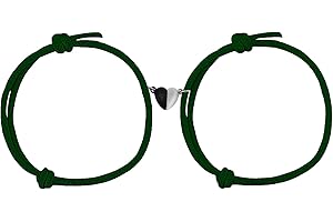 KINBOM 2 Piezas Pulseras Magnéticas para Parejas, Atracción Mutua del Corazón del Amor Pulseras a Juego para Parejas Cuerda de Relación Trenzada Pulseras Ajustables para Novia Novio