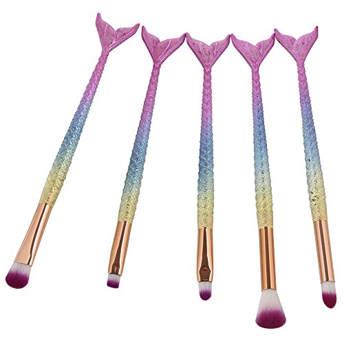 NEEDOON 6 Stück Meerjungfrau Make Up Pinsel Set Bürsten Satz Augenbraue Eyeliner Erröten Foudation Kosmetik Werkzeuge Schönheit Concealer Bürste - 3
