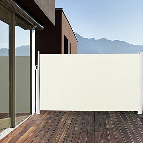 MCTECH® Seitenmarkise zertifiziert Sonnenschutz Sichtschutz Windschutz Terrasse Markise Polyester (1.6*3m, Beige) - 2