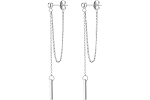 SIXDUTON Goujon avec Boucle de Chaîne Boucles D'oreilles en Argent Sterling S925, Femme et Flle de Tendance Chic Minimaliste Cadeau Hypoallergénique Cadeau
