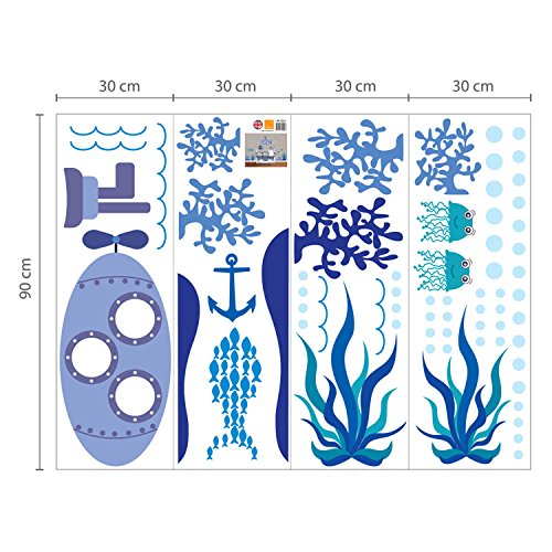 Wandsticker Wand Aufkleber Walplus Sticker Papierkunst Dekoration Meer Super Ozeanwelt Fisch Kinderzimmer Kinder U-Boot Sticker - 4