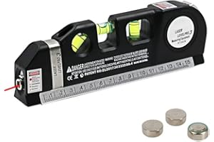 COOLDENCIA Livella laser 4 in 1 con metro a nastro, multifunzionale, laser livellante multifunzionale, lazer orizzontale verticale e trasversale, livello a bolla con righello, batterie incluse