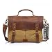 Produktbild P.KU.VDSL 6807 Messenge Bag, Men's Vintage Genuine Leather Laptop Bags, Canvas Handbag Briefcase Satchel Shoulder Bag Fits 14 inch Laptop