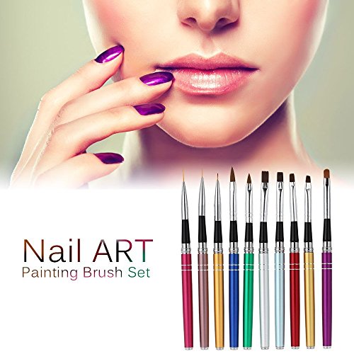 Anself 10-teilig Nagel Pinsel Set für UV-Gel- und Acrylfingernägel - 8