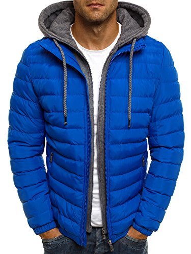 OZONEE Herren Winterjacke Steppjacke Sweatjacke Wrmejacke Jacke Parka Gesteppt bergangsjacke J.BOYZ X1012K BLAU M