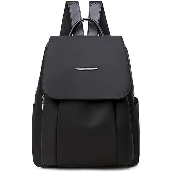 Sac à Dos Femme Toile Oxford Noir - Sac Bandoulière Léger Antivol 25x33cm