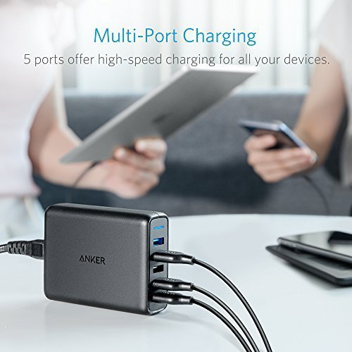 Anker PowerPort Speed 5, USB Ladegerät Desktop Ladeadapter mit Dual Quick Charge 3.0 Ladeports und 3 Power IQ Ports für Samsung Galaxy S7 / S6 / Edge, Note 5 / 4, LG G4, iPhone 7 6 5, iPad usw. - 4
