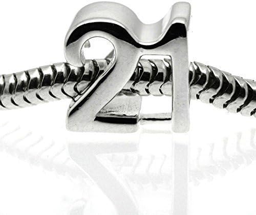 Moondrops Twenty One - 21st Birthday - 925 Sterling Silver Charm Bead - European