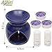 Allin Exporters Ceramic Diffuser Essential Oil Burner, 3 Tea Light Candle With Holders Combo Pack With 2 Lavender Aroma Oils 4ml Each - Blue RS.249.00