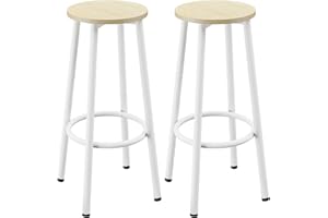 YMYNY Bar Stools Set of 2, 64CM Kitchen Breakfast Bar Stools Chairs with Footrest, Round BarStools for Dining Room, Kitchen, Party, 30×30×64CM Natural Colour HBS512R