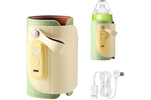 KUWUNG Calentador de Biberones USB, Calienta Biberón Portátil, calienta biberones para Coche, Termostato Aislamiento Calentador de Leche de Temperatura Ajustable de 5 Velocidades para llevar y Casa