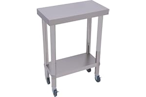 CUTYCATY Edelstahltisch Edelstahl Arbeitstisch 60x45x85cm Edelstahl Tisch Lebensmittelzubereitung Arbeitstische, Gastro Tisch Zubereitungstisch Werkbank Catering Arbeitstisch, 300 kg Tragkraft (mit Rollen)