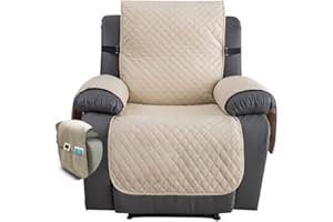 Fansu Funda de Sillón Relax 1 Plaza, Diamante Impermeable Sillón Relax Funda Reclinable, Cubre sofá, Extraíbles y Lavables Protector sofá Acolchado (Beige,1 Plaza)
