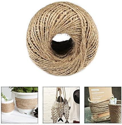 Jazzka Jute Twine 100m 328ft & Wooden Colored Pegs String Rope Clips Clothespins 2-Ply Hemp Hessian Arts Crafts Photo Paper DIY Scrapbooking Floristry Gifts Decor (Jute Twine 100m)