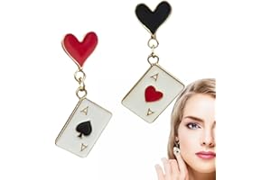 BIRLOZA Poker Ohrringe für Frauen - Vergoldet, Spielkarten Muster, Charms, Herzen, Pik Asse - Mode Ohrhänger, Schmuck - Geschenk für Mädchen, Hochzeit, Geburtstag, Weihnachten, Muttertag