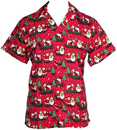 KIKLO Mens Christmas Santa Xmas Hawaiian Shirt Hawaii Gift HIM Party Holiday S to XXL
