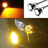 High power 3w eagle eye lamp led lighting with Screw led car motorcycle reversing light led daytime running light parking lights (2PCS, Yellow)