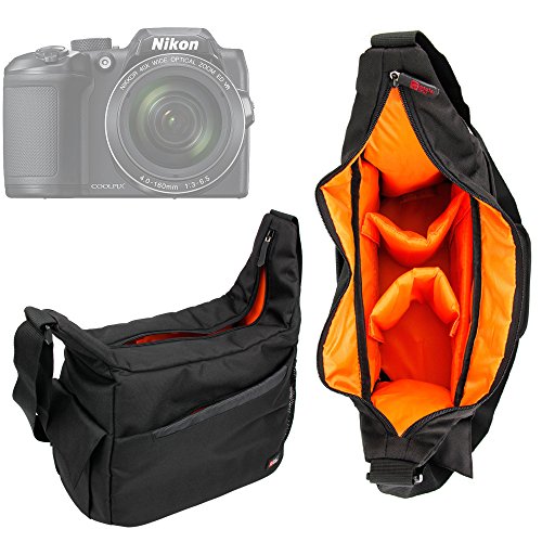 Besace de transport multi-poches pour appareils photo Panasonic Lumix GF8 et DMC-FZ300  Nikon Coolpix B500 et B700 Bridge et Pentax K-1 SLR et leurs accessoires  par DURAGADGET