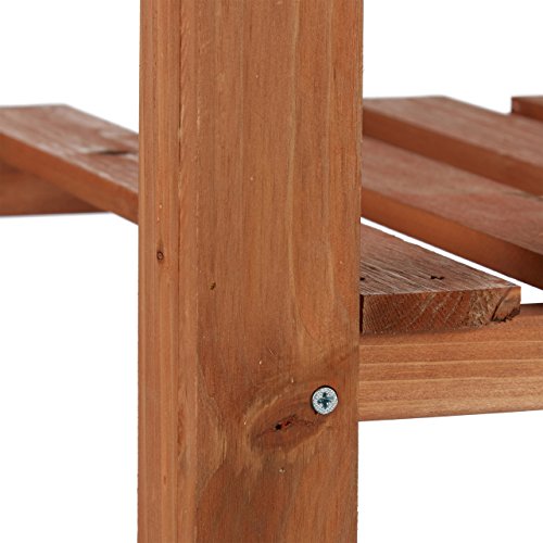 Relaxdays Hochbeet, Tannenholz, Ablagefach, 4 Beine, Pflanzkasten, Blumen, Kräuter, HBT: 80 x 88 x 43,5 cm, rotbraun - 4