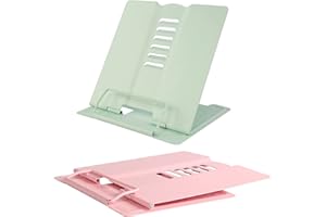 AOROPS Leseständer Metall, 2 Stück Buchstützen Leseständer Kochbuchhalter, Buchständer Kinder Buchstützen Buchständer Verstellbar Leseständer Faltbar Rutschfest Buchstutze für Lesen Küche und Büro