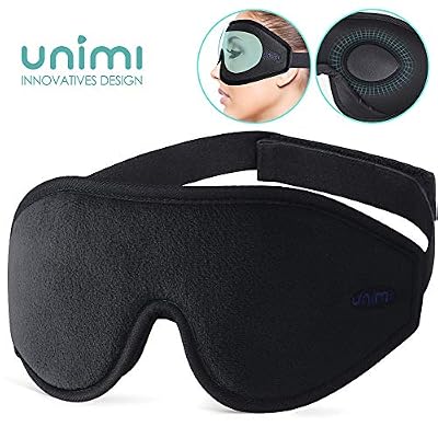 Unimi Masque de Sommeil pour Voyage et Home, Unimi 3D Masque de Nuit, Masque de Yeux Respirant Ultra-Douce en Mousse à Mémoire - Noir