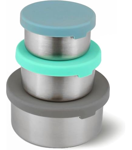 Set 3 Contenitori Per Alimenti In Acciaio Inox Misichao 220ml | Con Coperchio Ermetico In Silicone | BPA Free E Lavastoviglie