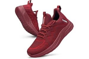 Feethit Damskie buty sportowe, lekkie, oddychające, buty sportowe, do chodzenia, biegania, uprawiania sportu, czerwony (Weinrot), 39 eu